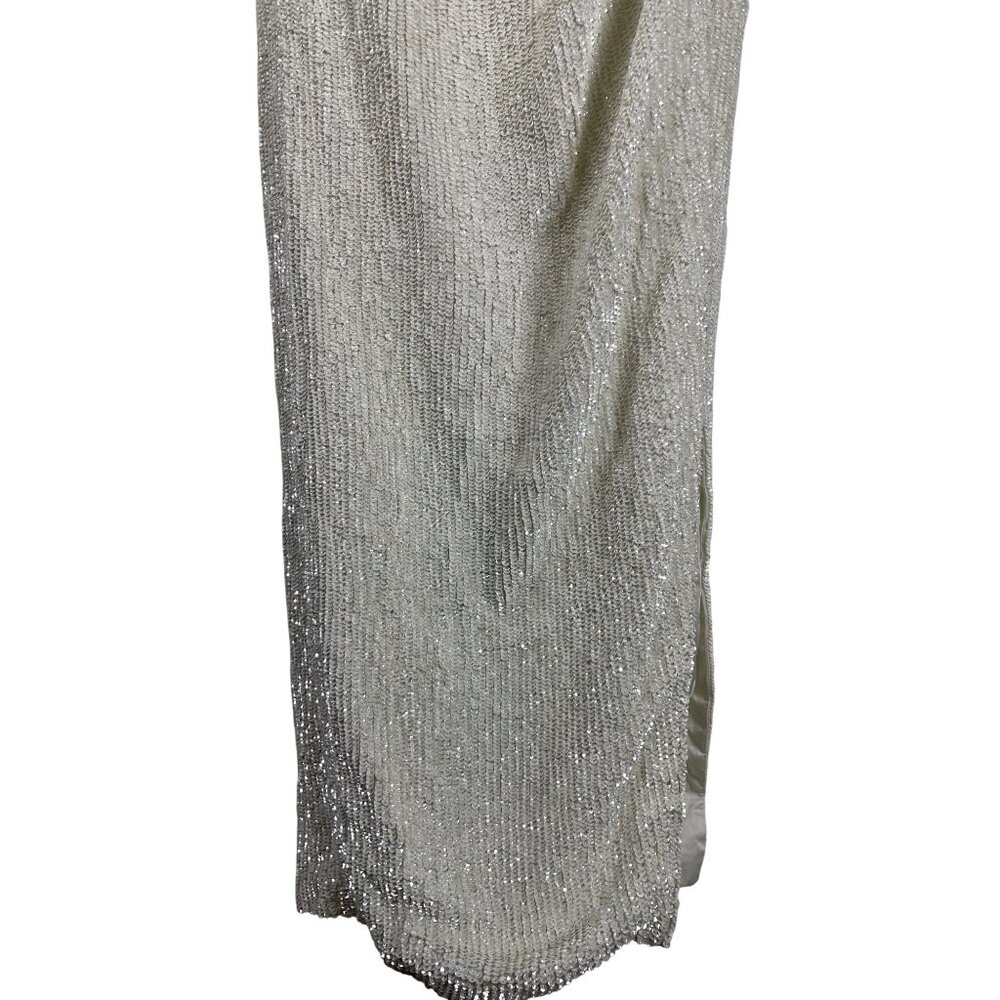 Retrofete Katya Sequin Side Slit Cowl Evening Bridal Gown Womens Medium Moonglow - Picture 4 of 13